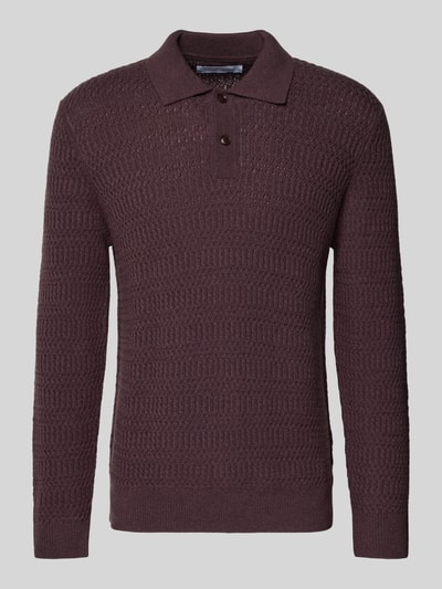 Samsøe Samsøe Strickpullover aus Woll-Mix mit Polokragen Modell 'CAIDEN' Bordeaux 2