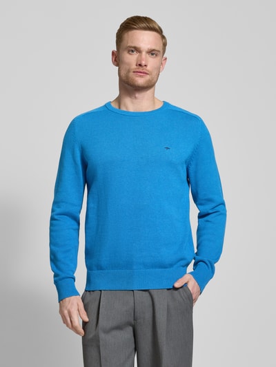 Fynch-Hatton Strickpullover mit Logo-Stitching Blau 4