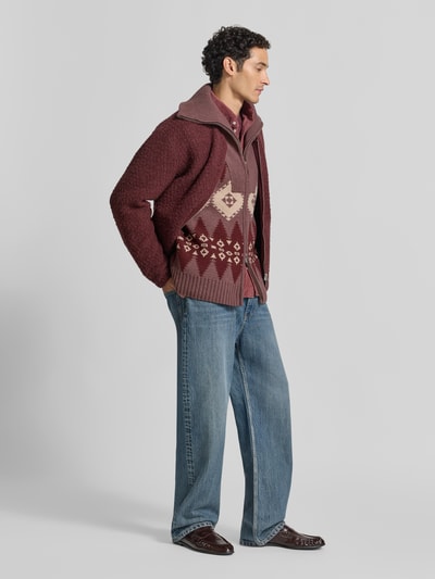 DRYKORN Strickjacke mit abstraktem Muster Bordeaux 1