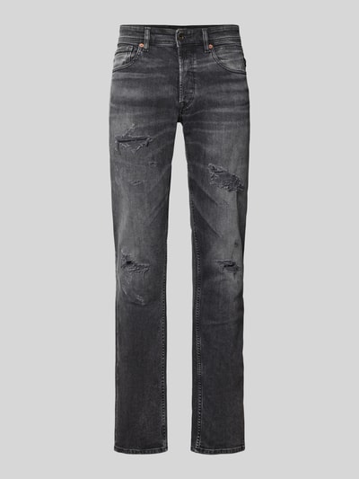 Produktfoto, Straight Fit Jeans im Destroyed-Look Modell 'GROVER' von Replay in Grau, Baumwoll-Elasthan-Mix, sichtbare Used-Details