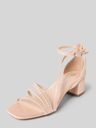 Tamaris Sandalette in schimmernder Optik mit Blockabsatz Rose Gold 1