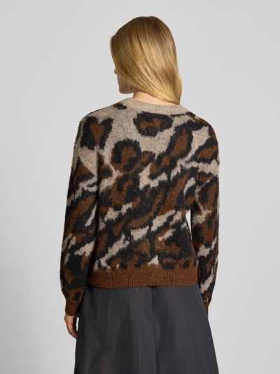 Vila Sweter z dzianiny o kroju oversized z prążkowanymi wykończeniami model ‘LOMA’ Ciemnobrązowy 5