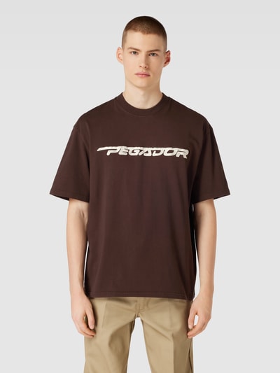 Pegador Oversized T-shirt met labelstitching, model 'MANOR' Donkerbruin - 4