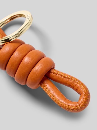 Abro Sleutelhanger van echt leer met label in reliëf Oranje - 3