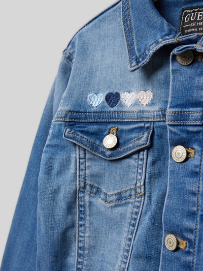 Guess Jeansjack met motiefstitchings Blauw - 2