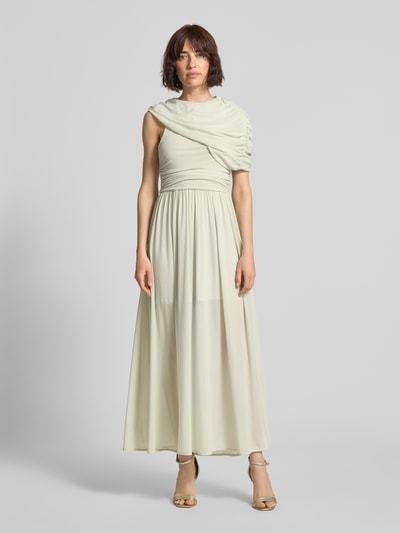 Cph Muse Długa sukienka z drapowaniami model 'MEJSE' Limonkowy 4