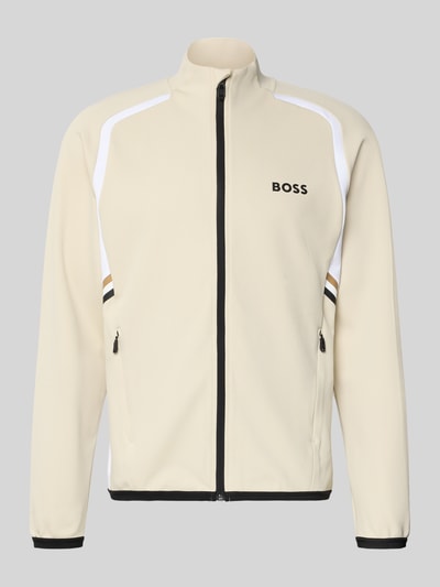 Produktfoto, Regular Fit Trainingsjacke mit Passeinsätzen Modell 'TOC SPIN FZ' von BOSS, Optik: Unifarben, Materialverarbeitung: Twill, Reißverschluss, Label-Print, Logo-Print