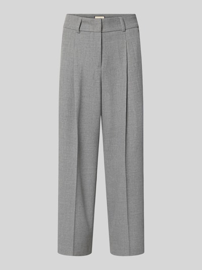 Produktfoto, graue Regular Fit Bundfaltenhose mit Viskose-Woll-Anteil Modell 'SLOANNE' von SEDUCTIVE, Damen Bundfaltenhose, strukturierte Oberfläche