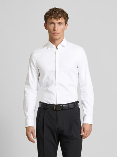 CK Calvin Klein Slim Fit Business-Hemd mit Label-Stitching Modell 'Bari' Weiss 4