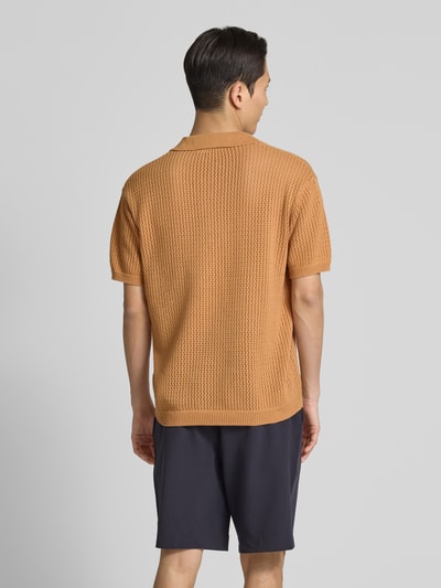 Casual Friday Regular fit poloshirt met ajourpatroon, model 'ASTON' Oranje - 5