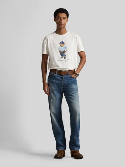 Polo Ralph Lauren Regular Fit T-Shirt aus reiner Baumwolle mit Polo Bear Print Weiss 1