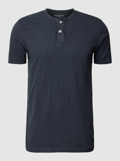 Marc O'Polo T-Shirt mit kurzer Knopfleiste Modell 'Henley' Dunkelblau 2