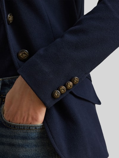 Lauren Ralph Lauren Longline Kurzblazer mit Kontrastlederdetails Marine 6