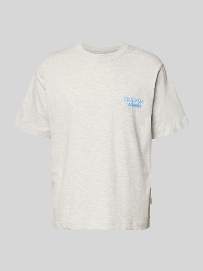 Productfoto, T-shirt met statementprint model 'NORREBRO' van Jack & Jones, rechte fit, ronde hals, zuiver katoen, lichtgrijs, maat M ruglengte 68 cm