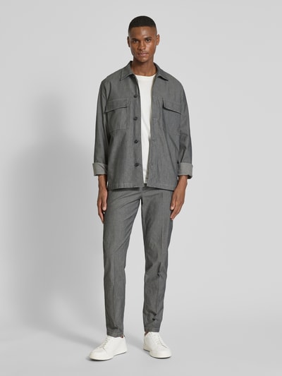 Marc O'Polo Loose Fit Hemdjacke aus Baumwoll-Chambray Mittelgrau 1