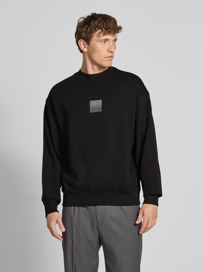 HUGO Sweatshirt met labelprint, model 'Split Hugo' Zwart - 4