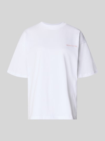 Produktfoto, weißes Relaxed Fit T-Shirt mit Logo-Stitching und Rundhalsausschnitt, reine Baumwolle, ANOTHER COTTON LAB