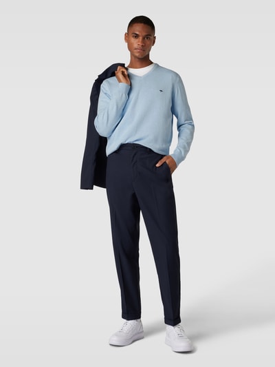 Fynch-Hatton Pullover mit V-Ausschnitt Hellblau Melange 1