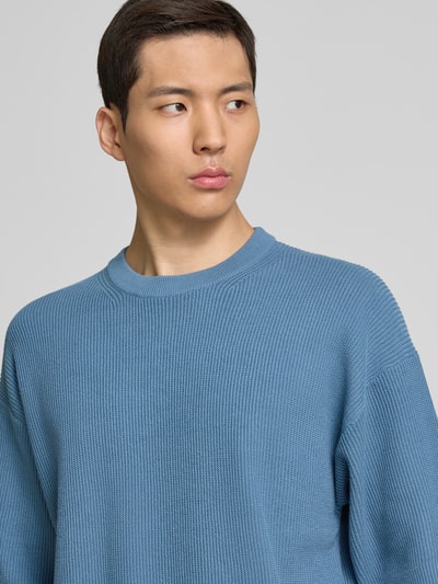 Jack & Jones Premium Gebreid shirt met ronde hals, model 'KALEB' Oceaanblauw - 3