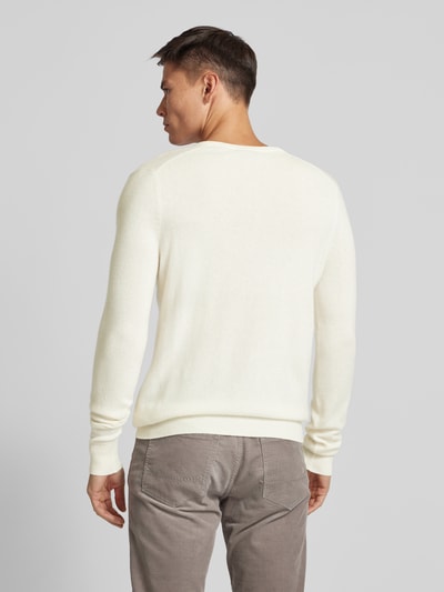 Christian Berg Men Strickpullover mit gerippten Abschlüssen Offwhite Melange 5