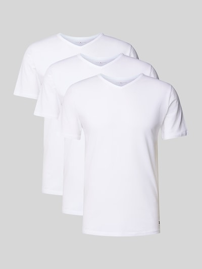Produktfoto, Slim Fit T-Shirt Set aus Baumwoll-Mix im 3er-Pack von Tommy Hilfiger, Optik: Unifarben, Passform: Slim-Fit, V-Ausschnitt, Ärmelform: Kurzarm, Multipack:3er-Pack, Materialverarbeitung: Jersey, für Herren