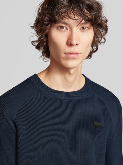 G-Star Raw Strickpullover mit Label-Stitching Dunkelblau 3