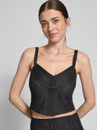 Drykorn Top krótki z zaokrąglonym dekoltem w serek model ‘IRELLA’ Czarny 3