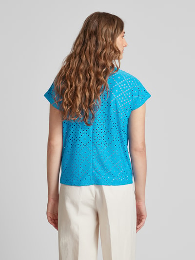 Vero Moda T-shirt met broderie anglaise, model 'TASSA' Oceaanblauw - 5