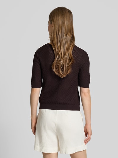 More & More Regular Fit Strickshirt mit Rundhalsausschnitt und 1/2-Arm Schoko 5