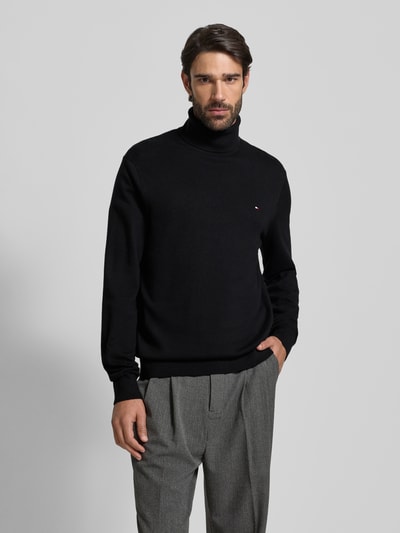 Tommy Hilfiger Regular fit coltrui van een mix van katoen en kasjmier Zwart - 4