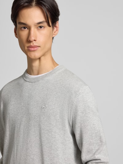 Tom Tailor Regular Fit Strickpullover aus reiner Baumwolle Hellgrau 3