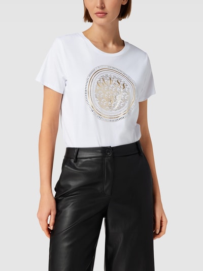 Guess T-Shirt mit Label-Print Offwhite 4