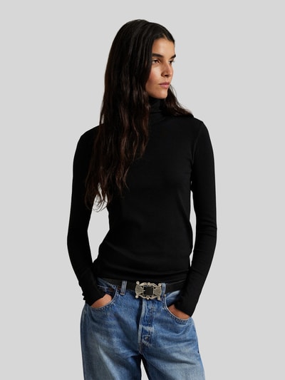 Polo Ralph Lauren sweter z golfem w kroju slim fit z mieszanki bawełny i lyocellu BLACK 4