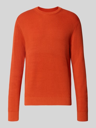 Produktfoto, Regular Fit Strickpullover aus Mieszanka bawełny od MCNEAL, kolor pomarańczowy, faktura dzianinowa, okrągły dekolt, elastyczne wykończenia, Długość tyłu w rozmiarze M: 65 cm, Długość rękawów w rozmiarze M: 56 cm
