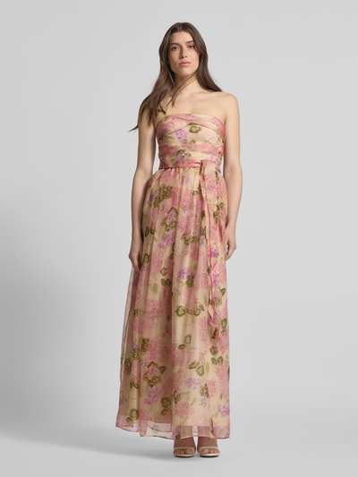 Max Mara Studio Maxikleid aus Seide in trägerlosem Design Modell 'LISETTA' Hellrosa 4