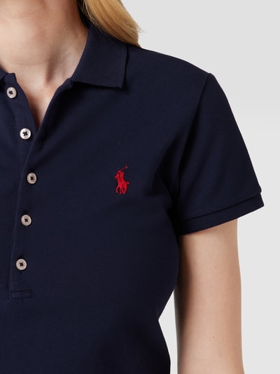 Polo Ralph Lauren Slim fit poloshirt met logostitching, model 'JULIE' Marineblauw - 3