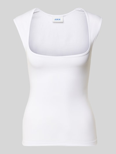 Produktfoto, weißes Top mit Karree-Ausschnitt Modell 'ISABELLA GIGI' von JJXX aus Baumwoll-Mix mit Stretch-Anteil, Körpernaher-Schnitt