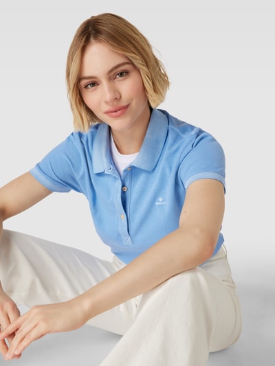 Gant Poloshirt mit kurzer Knopfleiste Modell 'Sunfaded' Hellblau 3