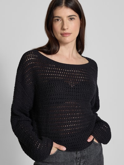 Drykorn Strickpullover mit Lochstickerei Modell 'IMENIA' Black 3