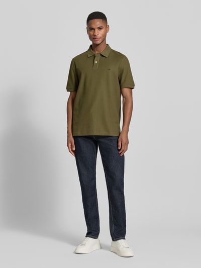 Fynch-Hatton koszulka polo o kroju regular fit z wyhaftowanym logo Oliwkowy 1