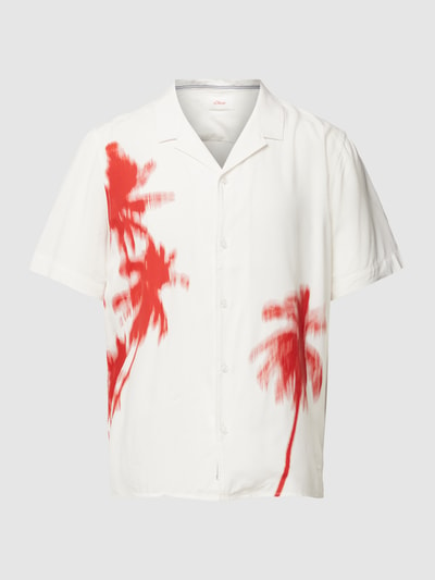 s.Oliver RED LABEL Freizeithemd aus Viskose mit Motiv-Print Modell 'palm resort' Weiss 2