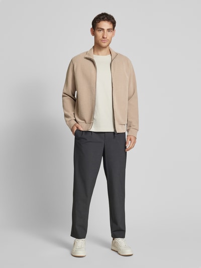 Emporio Armani Sweatjacke mit Label-Print Taupe 1