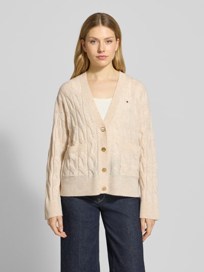 Tommy Hilfiger Oversized gebreid jack van pure wol Ecru - 4