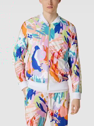 Kappa Sweatjack met all-over motief, model 'Multi color aop gold tape' Goud - 4