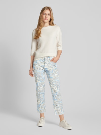 SEDUCTIVE Slim fit broek met all-over print, model 'CLAIRE' Lichtblauw - 1