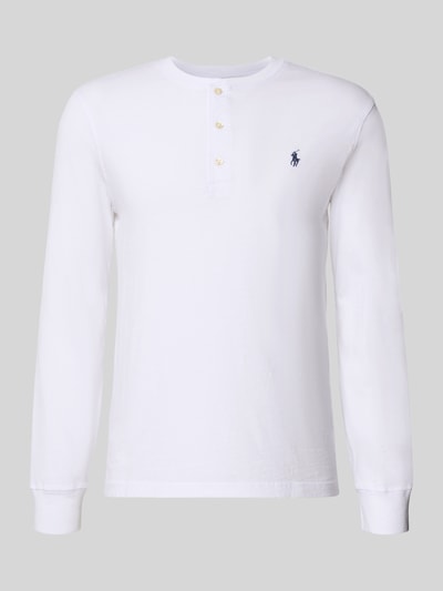 Produktfoto, wit regular fit shirt met lange mouwen van puur katoen, knoopsluiting, gladde textuur, Regular Fit Langarmshirt aus reiner Baumwolle van Polo Ralph Lauren, Heren Langarmshirt van Polo Ralph Lauren