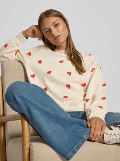 ICHI Sweatshirt met ribboorden, model 'KASURA' Offwhite - 3