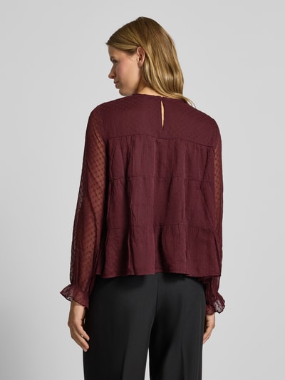Only Relaxed fit blouse met lange mouwen en dobbystructuur, model 'ELIZA LIFE' Bordeaux - 5