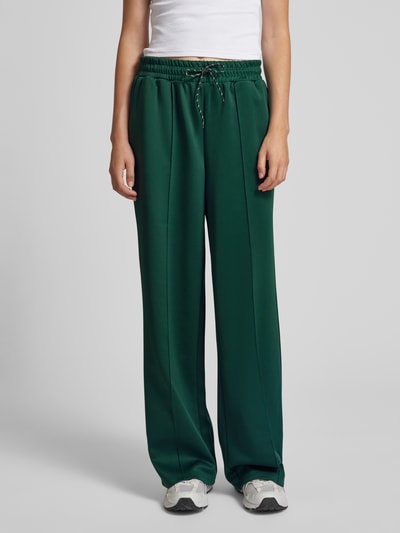 Noisy May Wide leg sweatpants met vaste persplooien, model 'JENNA' Donkergroen - 4