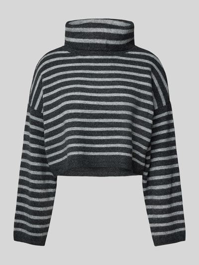 Only Korte gebreide pullover met col, model 'TALIO' Antraciet gemêleerd - 1